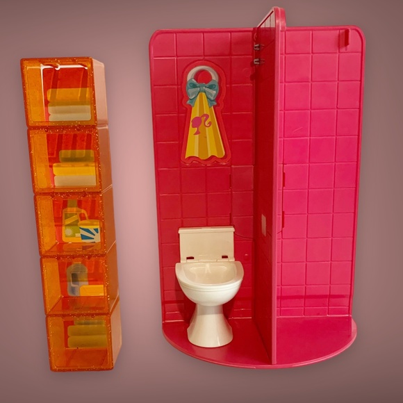 Barbie Toys Barbie Bathroom Furniture Shower Toilet Shelves Doll